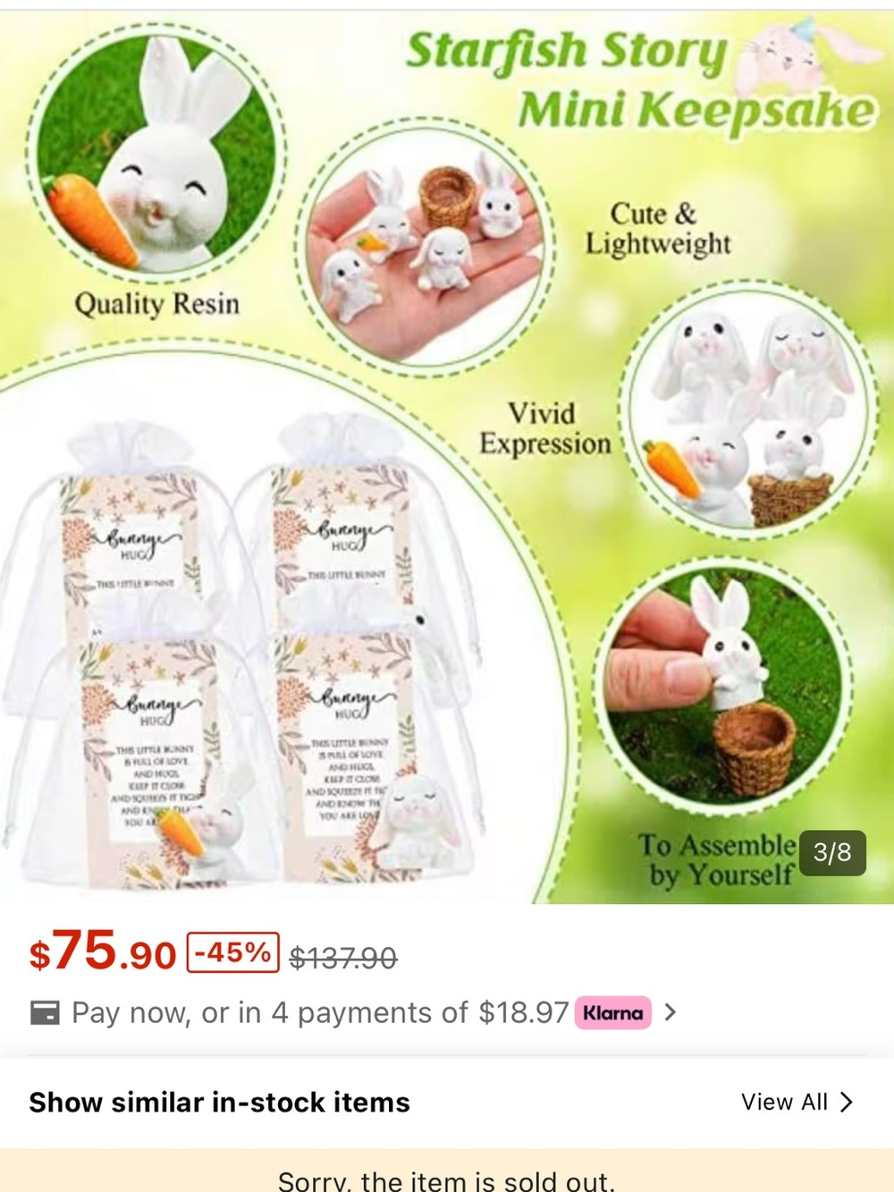 DFumete Bunny Hug Party Favors - Set of 24 Bunnies, Cards, and String Bags - Picture 13 of 14